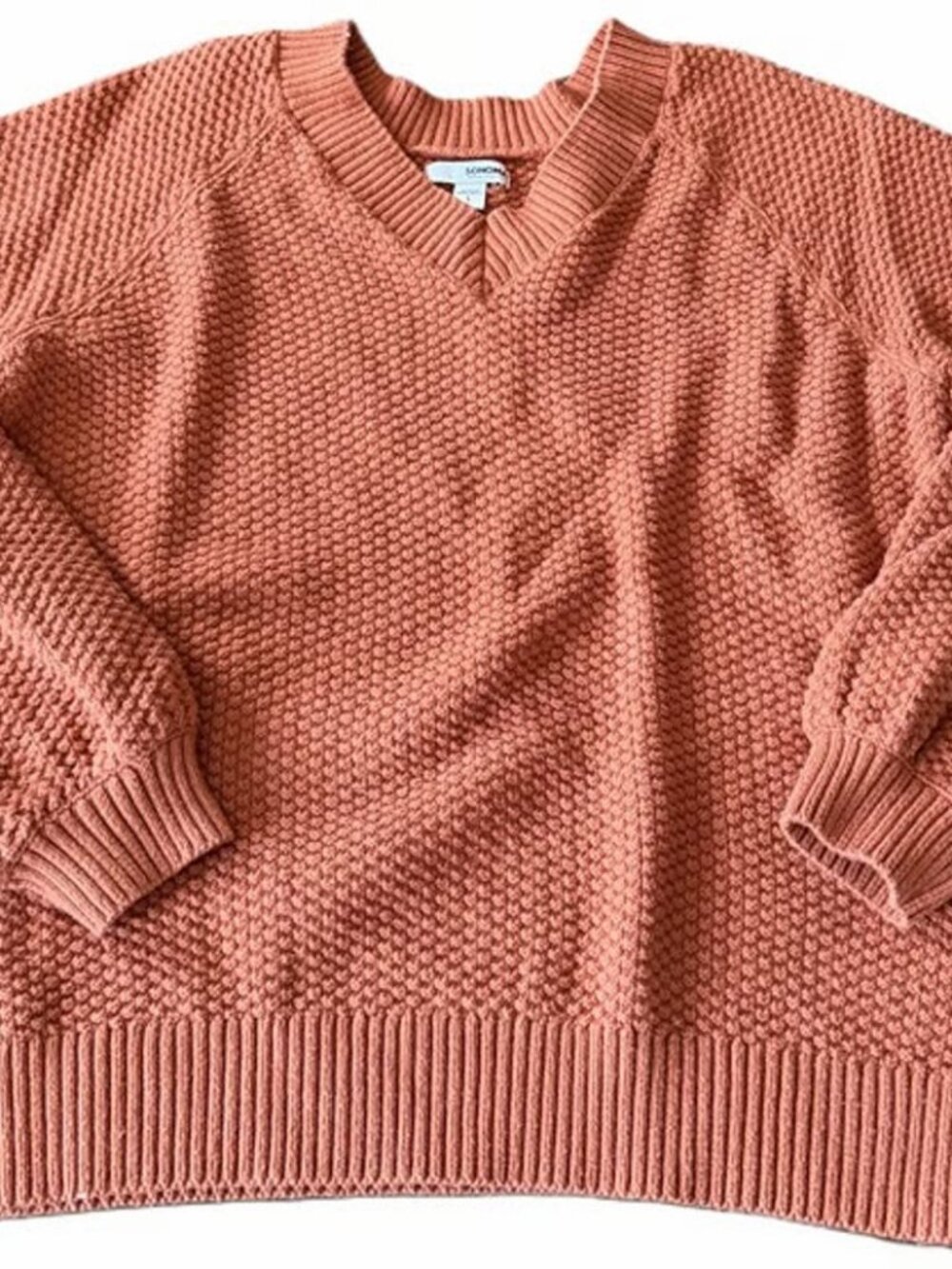 Sonoma Women’s Long Sleeve V-Neck Pullover Knit Sweater Size Large – Orange